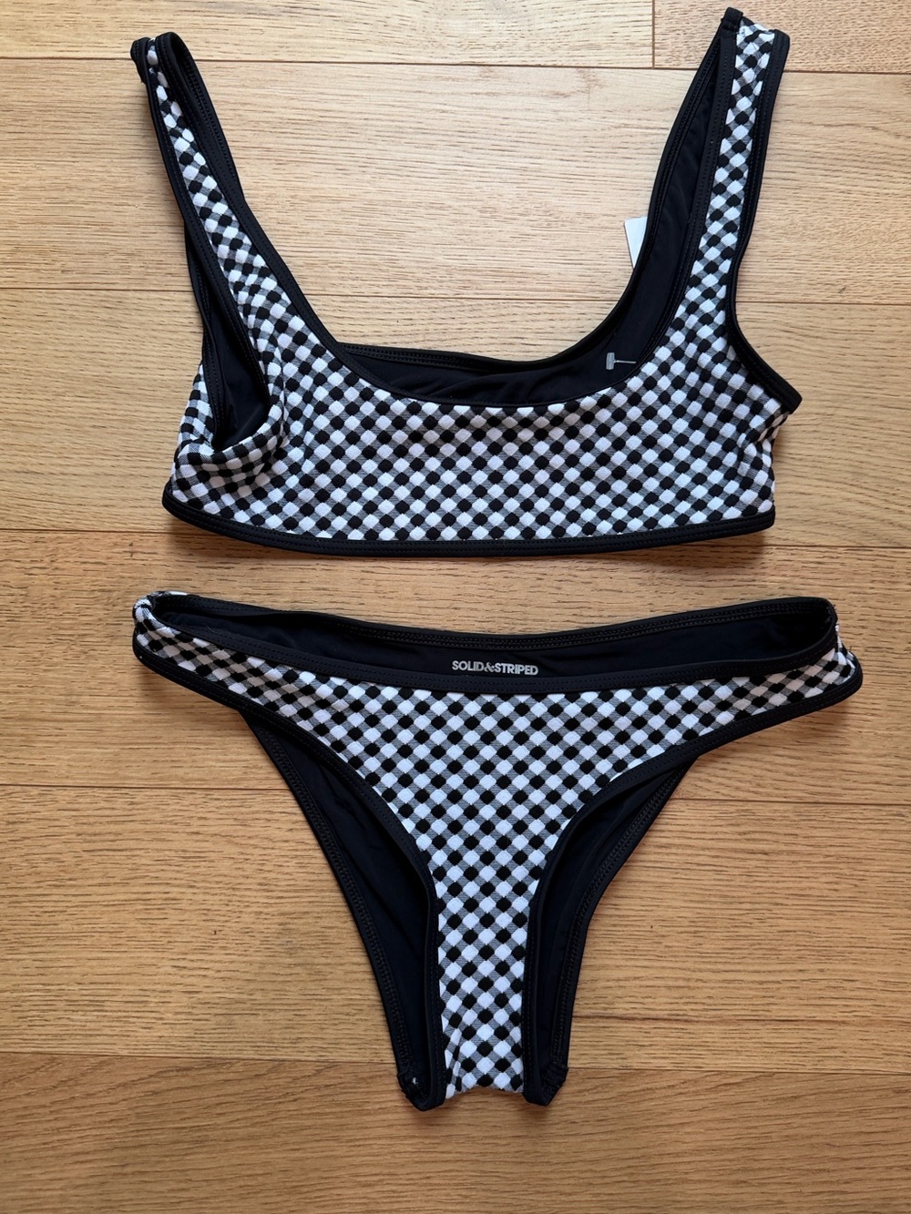 Solid and Striped Elle Gingham jacquard Bikini Top Bottoms Briefs Size Small